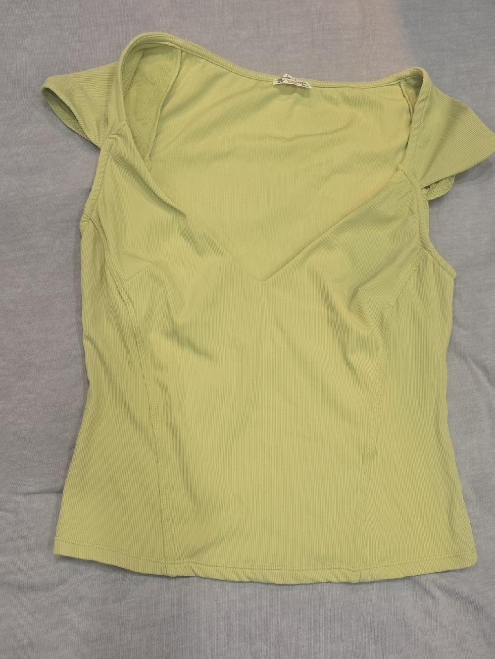 Women’s Light Green Ribbed V-Neck Tank Top